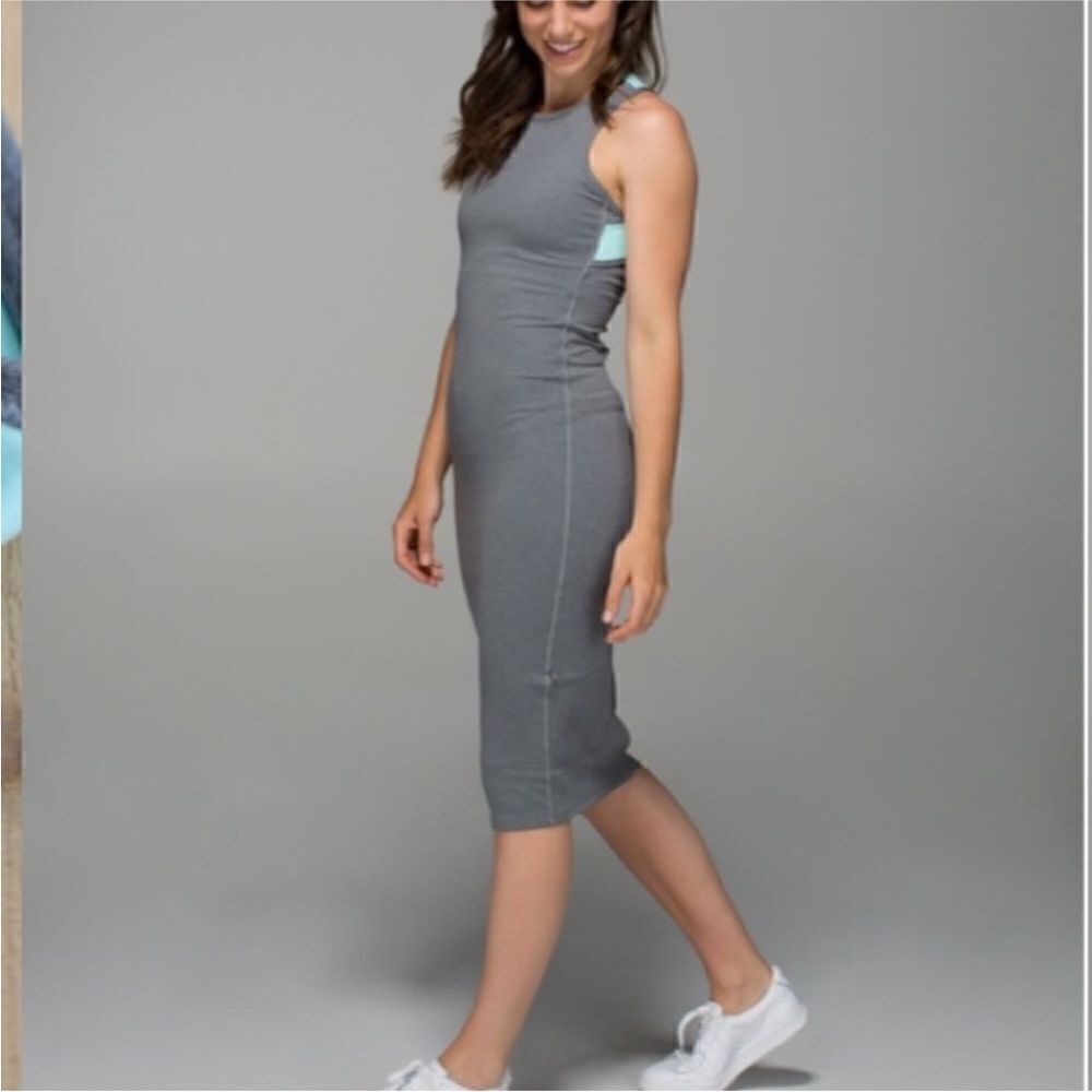 Lululemon Picnic Play Racerback Heathered Slate Gray Midi Dress